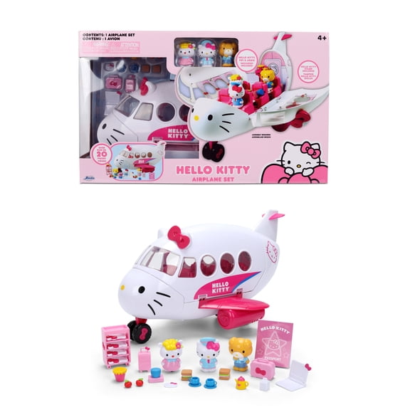 Jada Sanrio Hello Kitty and Friends – Hello Kitty Airline Play Set – Toy Airplane and Figure with Travel Accessories - Ages 4 (Pink)
