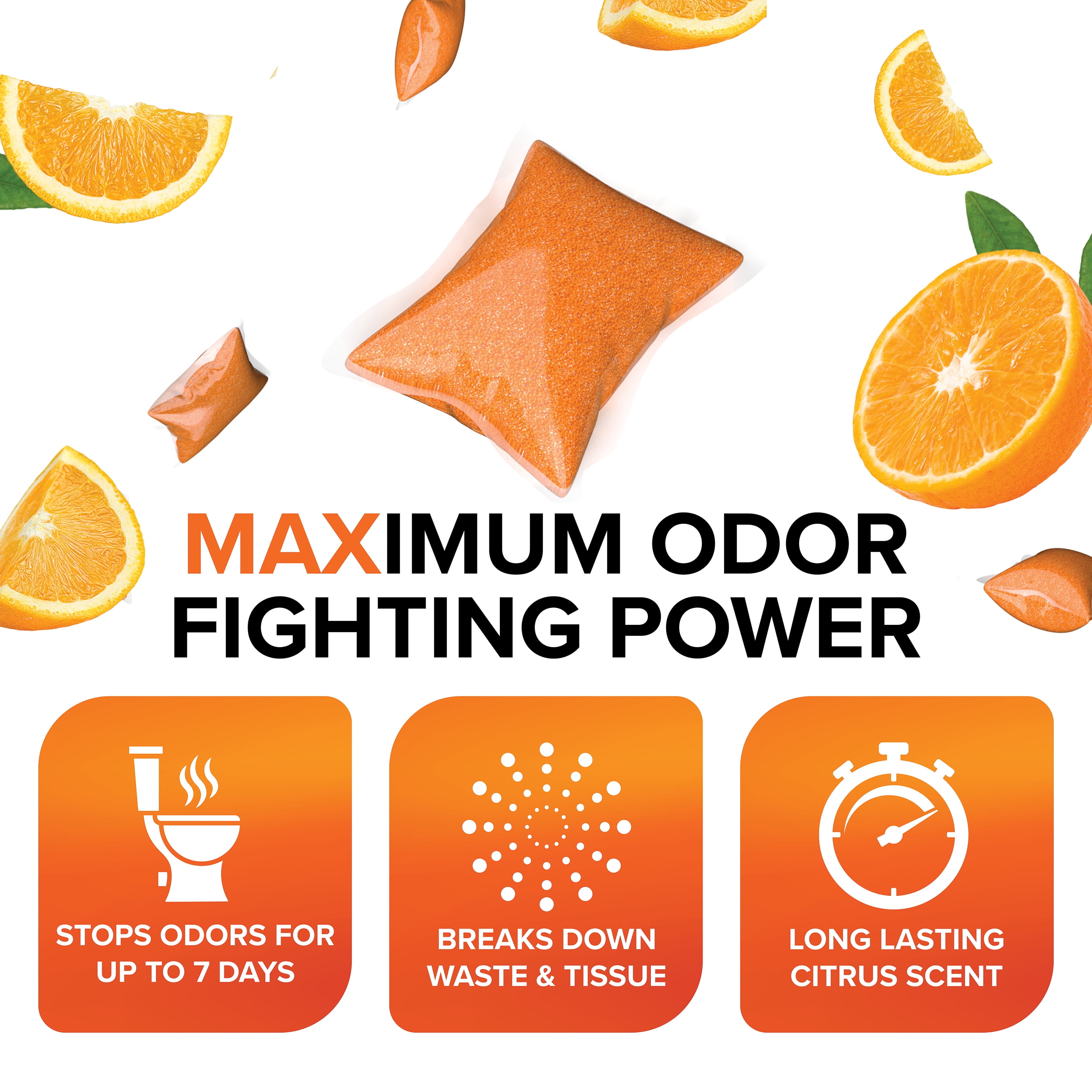 (2 pack) Camco TST RV Toilet Treatment Drop-ins, Orange Citrus Scent, 15-Pack (41189)
