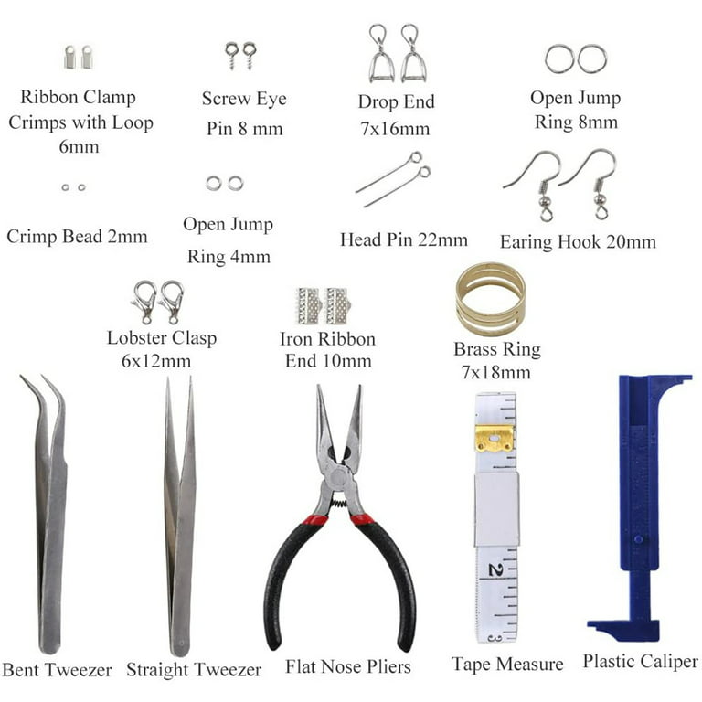 Necklace Bracelet Bead Stringing/Repair Starter Kit Goldtone Beading Kit -  Clasps crimps Wire Cord