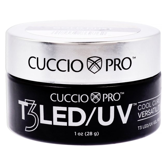 Gel T3 Cool Cure Versatility - Gold Dust de Cuccio Pro para mujeres - Gel para uñas de 1 oz Cuccio Pro T3 Cool Cure Versatility Gel - Gold Dust Nail Gel Dama 1 oz
