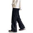 thumbnail image 4 of USNSM Men's Big and Tall Fashion Baggy Cargo Pants Casual Loose Fit Wide Leg Pants with Elastic Drawstring Waist Black L, 4 of 4