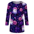 thumbnail image 5 of Halloween Shirts for Women CrewNeck Shirts Fall Halloween Funny Graphic 3/4 Length Sleeve Tops, 5 of 7