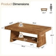 thumbnail image 4 of Finmind 2-Tier Solid Wood Coffee Table, 47-Inch Farmhouse Center Table with Storage,Rectangular Tea Table for Living Room, Natural Brown, 4 of 9
