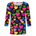 thumbnail image 5 of Jsaierl Valentines Day Shirts Women Sweet Love Heart Graphic Tees Casual 3/4 Sleeve Blouse Round Neck Dressy Casual T-shirt Tops Womens Fashion, 5 of 6