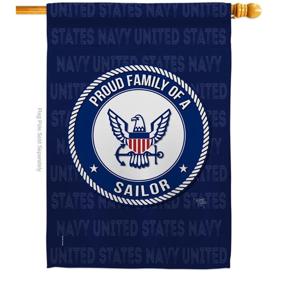 Breeze Decor H108538-BO Proud Family Sailor House Flag Armed Forces Navy 28 x 40 in. Double-Sided Decorative Vertical Flags for Decoration Banner Garden Yard Gift