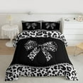 thumbnail image 2 of Homewish Cheetah Leopard Print Full Size Comforter Sets, Chic Black Grey Ribbon Bedding Comforter Set, Fashion Princess Style Reversible Bedding Sets, Microfiber Bedroom Decor, 3pcs, 2 of 8