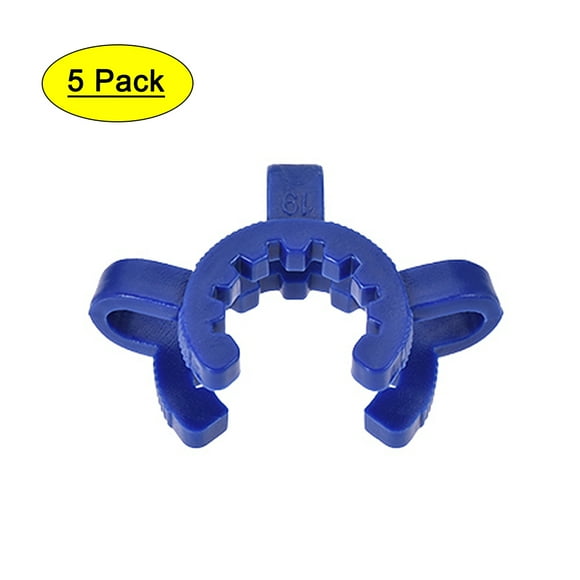 Unique Bargains Lab Joint Clip, Plastic Clamp Mounting Clips for 19/22 or 19/38 Glass Taper Joints Laboratory Connector Blue 5Pcs