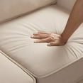 thumbnail image 5 of 3 Seater Velvet Couch, Comfy Sofa Couch with Scooped Armrests and Wooden Legs, Upholstered Sofa Cama with Removable Cushions, Deep Seat Couch for Living Room, Bedroom (taupe), 5 of 9