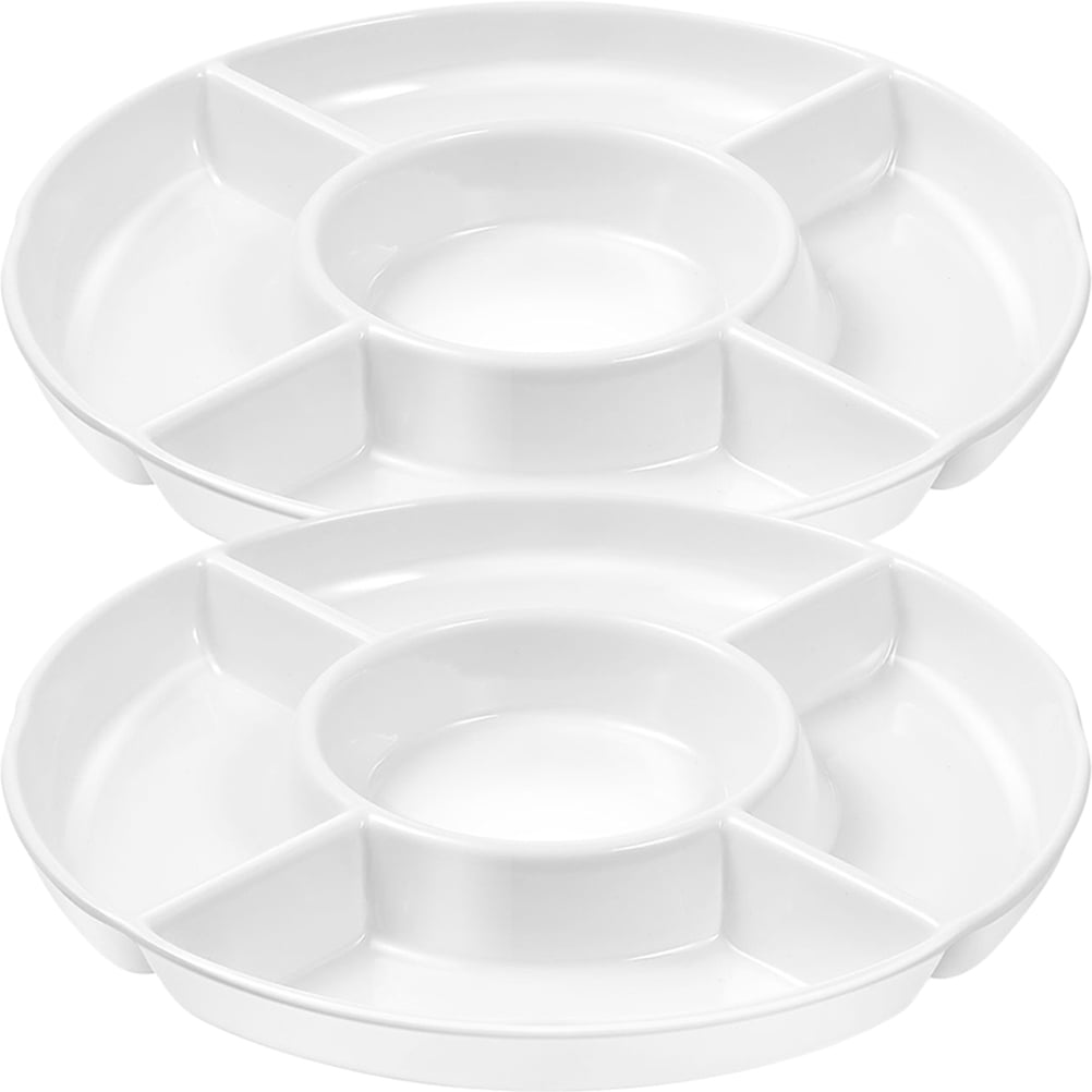 2pcs Serving Tray Serving Platter Food Tray Sectional Round Serving