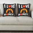 thumbnail image 3 of Set of 2 18x18in Throw Pillow Covers - Whimsical Black Cat Design with ' I LOVE ' Text & Hearts for Couch Bed Car, 3 of 8