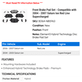 thumbnail image 2 of Front Brake Pad Set - Compatible with 2004 - 2007 Saturn Ion Red Line Supercharged 2005 2006, 2 of 2