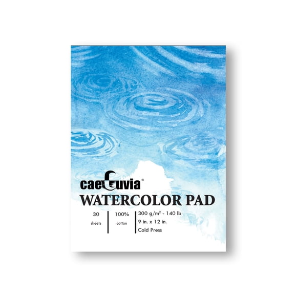 Bloc de papel para acuarela Caeluvia, 100% algodón, 9 x 12 pulgadas, 300 g/m², 30 hojas