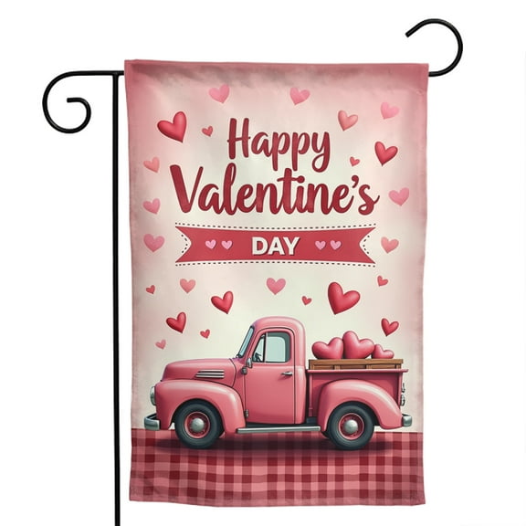 Valentine's Day Hearts Polyester Garden Flag 12.5x18 Inch - Double-Sided Seasonal Yard Flag Gift for Loved Ones