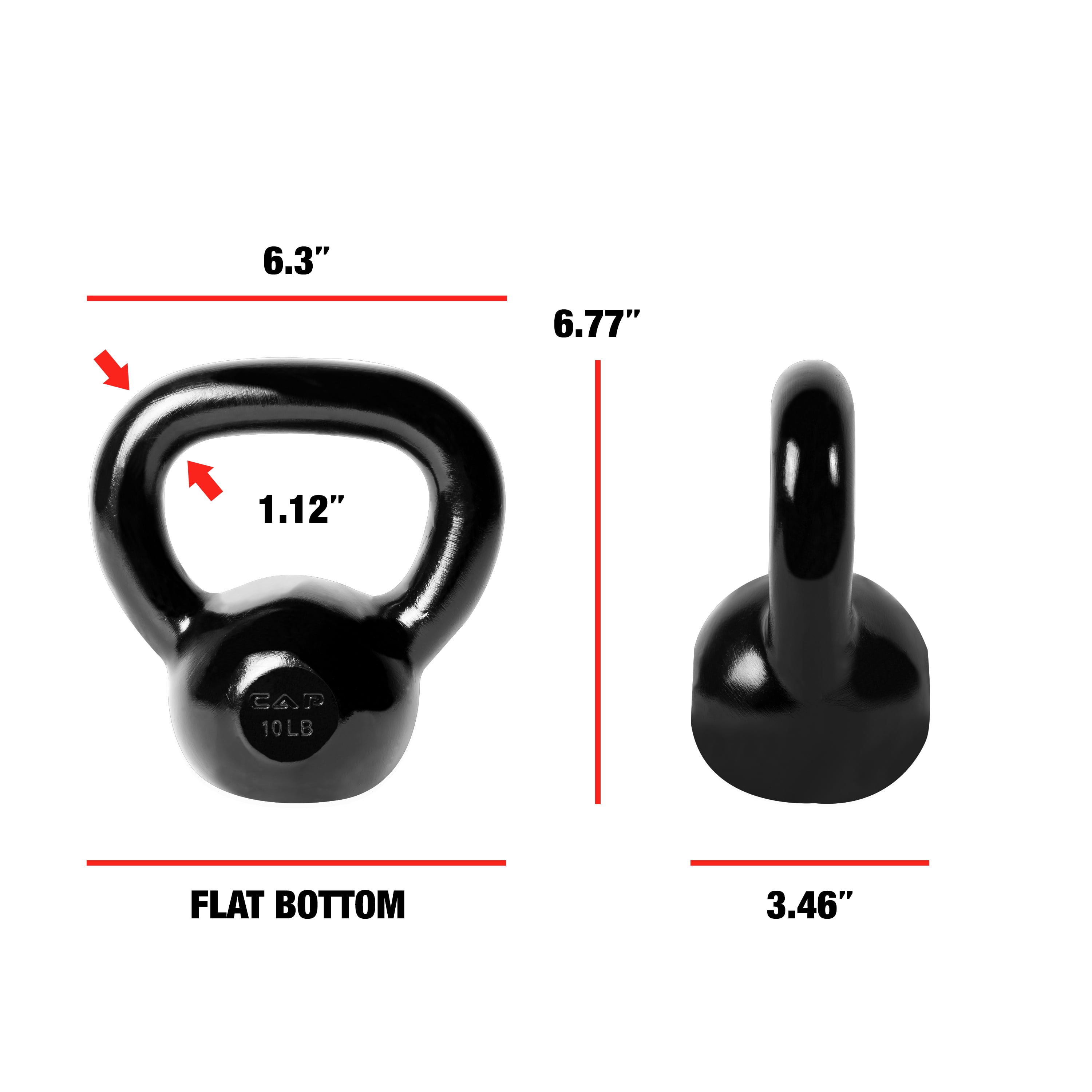 CAP Barbell Cast Iron Kettlebell, Black, 10 Lbs. - 80 Lbs