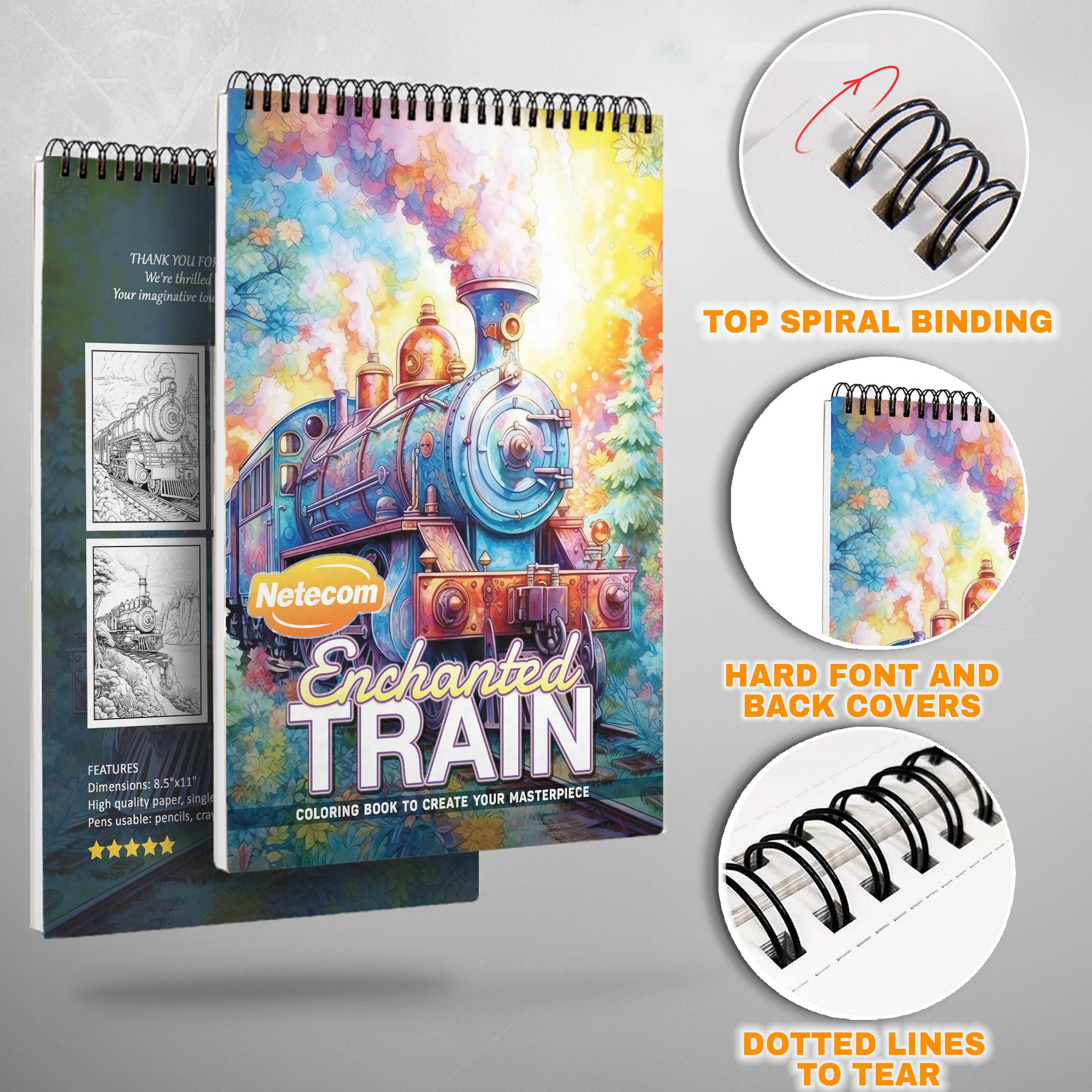 TPLHOUSE Country Churches Coloring Book Spiral Bound for Adult, Premium Cover