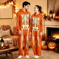 thumbnail image 2 of Unisex Adult Hooded Onesie, Halloween Skeleton Full‑Body Print Long Sleeve Jumpsuit for Men Women Home Loungewear, 2 of 8