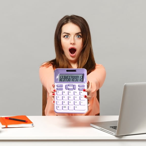 Solar Calculator 12 Digit Desktop Calculator, Dual Power Large Display Big Buttons Portable Slim Design, for Office School Business Accounting Desk Use
