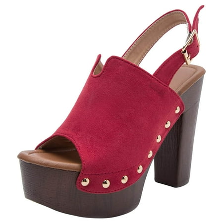 

Gzztg Sandals New Fish Mouth High-Heeled Thick-Heeled Thick-Soled Comfortable Women S