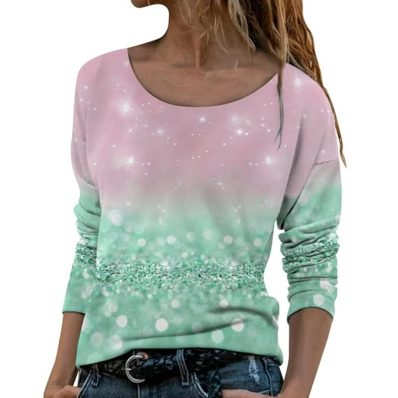 Womens Long Sleeve Crewneck T Shirts Tops Trendy Floral Printed Tunic Tops Casual Loose Comfy Sweatshirts Blouses