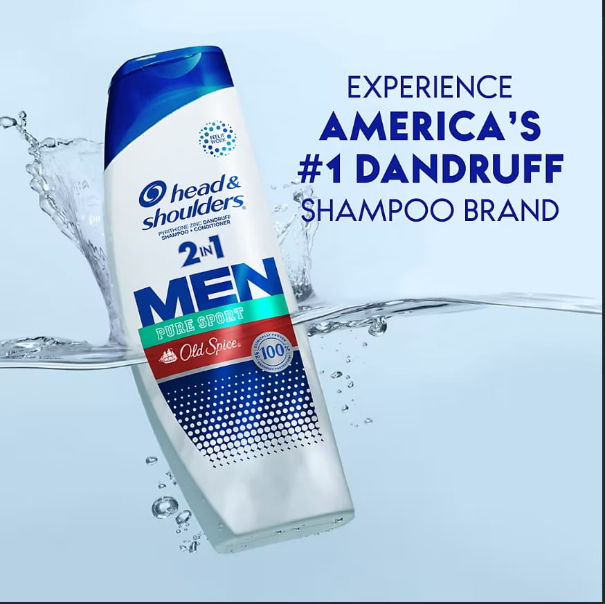 Head and Shoulders Men's 2-in-1 Dandruff Shampoo and Conditioner - Old Spice Pure Sport, 40 oz.