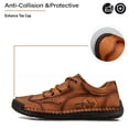 thumbnail image 3 of Mens Leather Casual Shoes Vintage Non-slip Loafers Lightweight Comfortable Minimalist Driving Walking Shoes Brown 8.5 US, 3 of 7