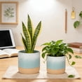 thumbnail image 3 of EFISPSS Ceramic Plant Pots 6 Inch, Set of 2 in Turquoise and Cobalt Blue, Indoor Flower Pots with Drainage for Succulents, Herbs, Home and Garden Decor, 3 of 7