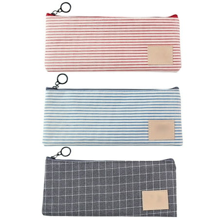 NAZISHW Slim Pencil Bags Cloth Makeup Pouch Bags 8.3x3.5 STRIPE WITH ZIPPER Each Bag Comes With A Sturdy Zipper Closure For Easy Access.