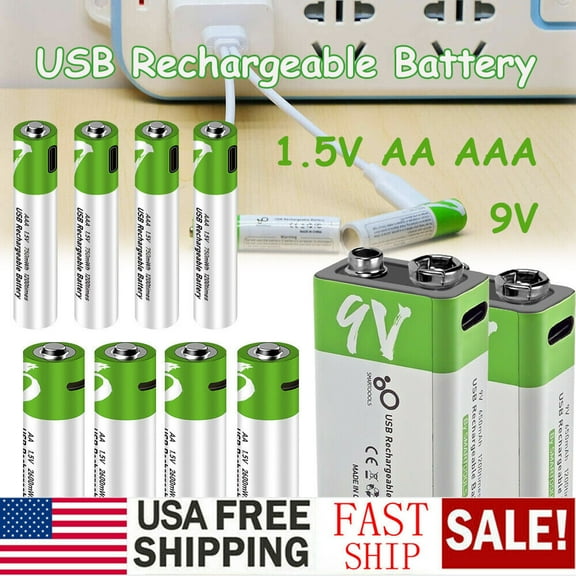 MDHAND USB 9V Lithium Ion Rechargeable 9V Battery Fast Charge with Type C Port Cable 2-Pack