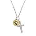 thumbnail image 2 of Delight Jewelry Goldtone Large Disc Letter - R - 3/4'' Everlasting Love Engraved Cross Zoey Necklace, 28", 2 of 4
