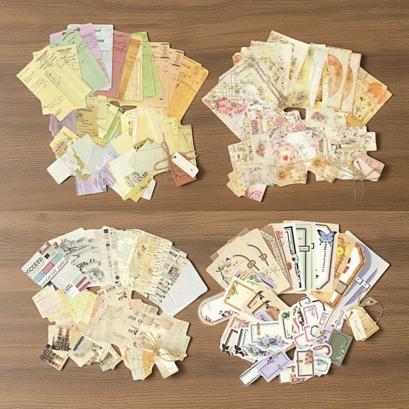 WuPing 400 Pcs Vintage Scrapbook Paper, Scrapbooking Supplies Craft Paper, Idea for Bullet Journaling, Junk