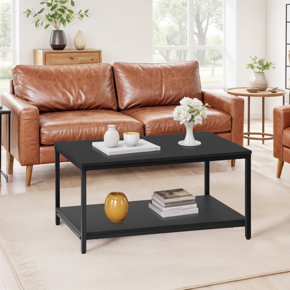 SONGMY 31 Inch Black Wood Coffee Table, Modern Lift Top Coffee Table with Storage, Strong Frame Living Room Center Table for Small Spaces