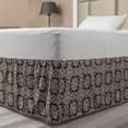 thumbnail image 1 of Ethnic Bed Skirt, Inspired Folkloric Pattern with Swirling Lines and Floral Sun Motif, Elastic Bedskirt Dust Ruffle Wrap Around for Bedding Decor, 4 Sizes, Dark Brown and White, by Ambesonne, 1 of 2