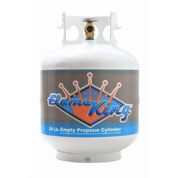 Flame King Propane Tank YSN201 DOT Portable Tank; 20 Pounds Capacity; 17.8 Inch Height x 12.3 Inch Diameter; 6.5 Inch Collar Diameter; X-Ray And Hydrostatic Tested; Vacuum Purged; Powder Coated; White