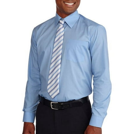 ^^big Men's Solid Dress Shirt With Match