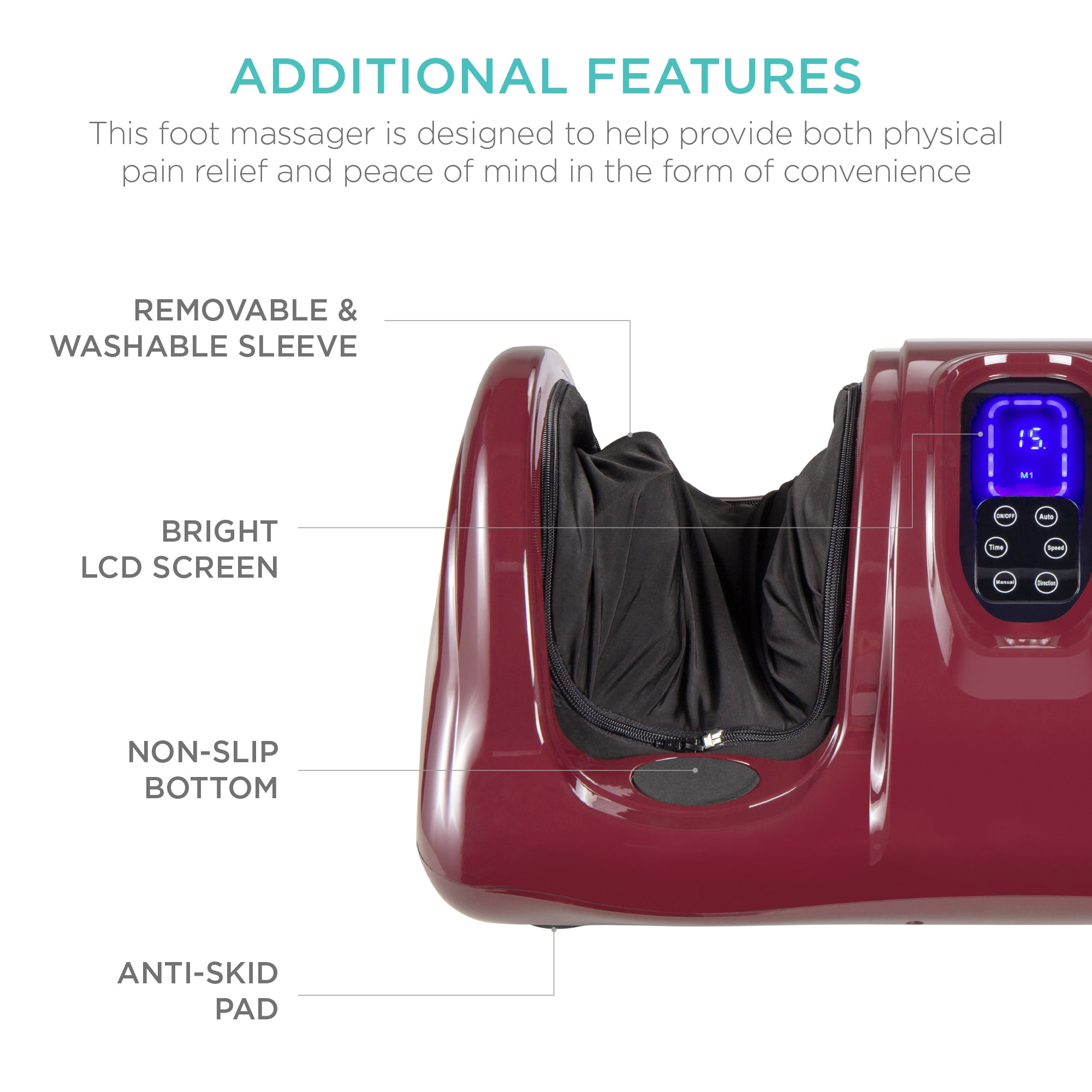 Best Choice Products Therapeutic Kneading & Rolling Shiatsu Foot Massager w/ High Intensity Rollers, Remote - Burgundy