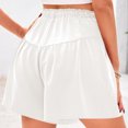 thumbnail image 3 of Ovticza Womens Linen Shorts 2025 Summer Drawstring Ruffle Elastic High Waist Solid Color Casual Beach Shorts with Pockets White L, 3 of 7