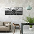 thumbnail image 3 of Hieng Farm Animals Art Prints Black and White Highland Cattle with Long Horns Picture Printed on Canvas Painting for Home Decor Modern Living Room (only canvas), 3 of 6