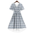 thumbnail image 6 of FRSASU Maxi Dresses for Women Casual Summer Stripe Printing Short Sleeve Boho Flowy A-Line Loose Beach Dress Gray-A, 6 of 7