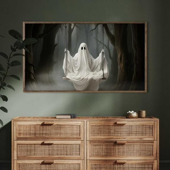 Halloween Ghost Swing Poster Wall Decor Canvas Art Spookie Halloween Prints Painting Picture Artwork Home Bedroom Halloween Decoration No Frame