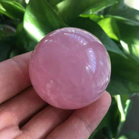 K-KED 60mm Natural Pink Rose Quartz Crystal Ball Sphere Mineral W/ Stand Gemstone Gift-default