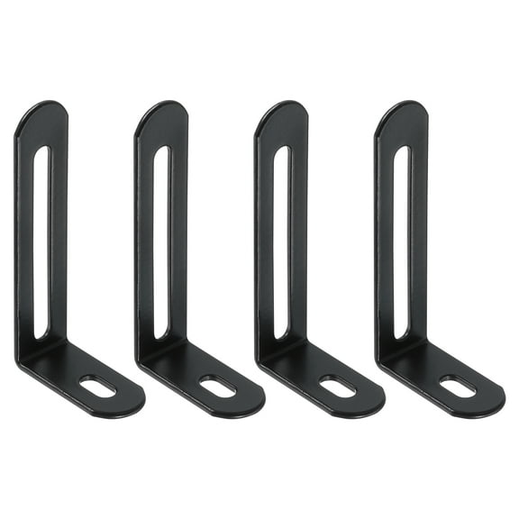 4Pcs L-Shaped Brackets Corner Brace, 2.48"x1.28"x0.59" Corner Bracket Shelf Bracket Right Angle Brackets for Wood Shelves Furniture (63x32.5x15mm, Black)