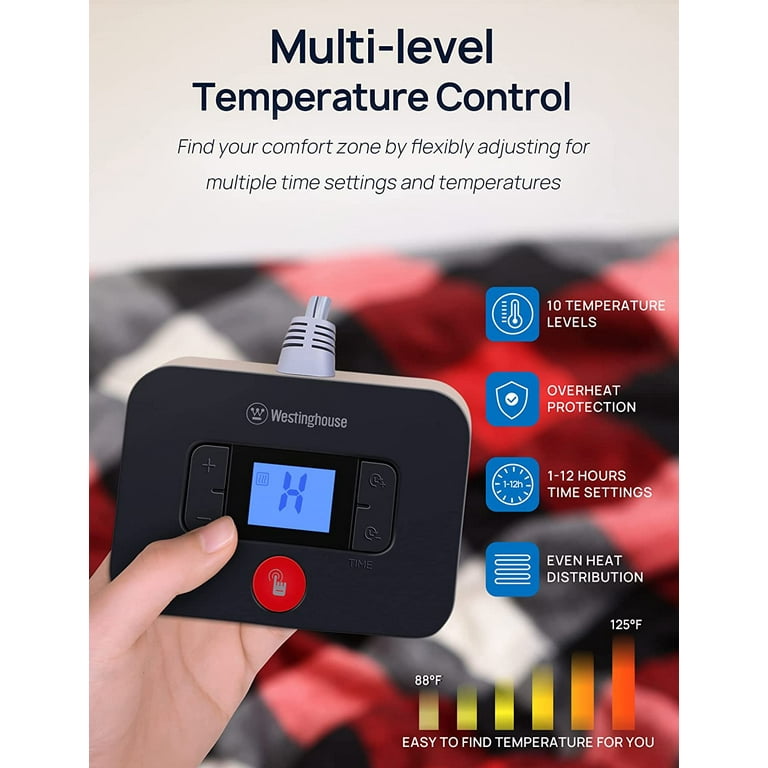 Westinghouse Electric Blanket Heated Blanket Plaid Sherpa Heating