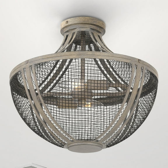 Luxury Modern Farmhouse Ceiling Light, Distressed Grey Wood, UQL5411
