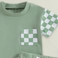 thumbnail image 6 of Toddler Baby Boy Summer Outfit Checkered Color Block Short Sleeve T-Shirt and Solid Drawstring Shorts Casual Toddler Outfit Size 3M-3Y, 6 of 6