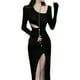 thumbnail image 1 of Vestido ajustado fruncido para mujer, sexy, sin mangas, con abertura, midi, para fiesta, cóctel, boda, invitada, 1 of 6