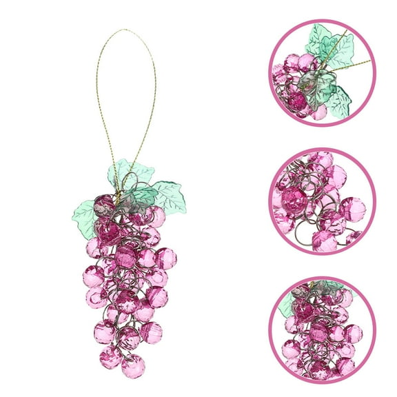 FRCOLOR 3pcs Acrylic Grape Cluster Decorations Beaded Grape Ornaments Realistic Artificial Fruit for Party Wedding Holiday Kitchen Decor