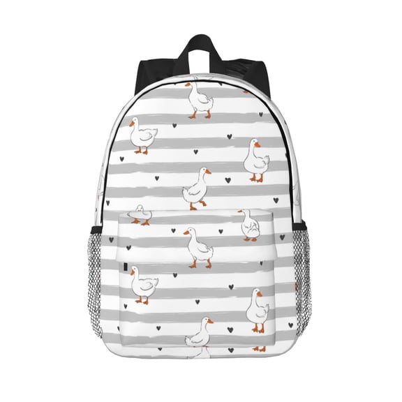 Rateoe Cute Goose Pattern Student Backpack Water-resistant Backpack 15-inch Laptop Backpack Lightweight Adjustable School Backpack