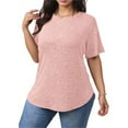 thumbnail image 5 of Vibrex Womens Plus Size Tops Crewneck Short Sleeve Shirts Casual Loose Tunic Tops Curved Hem Summer Blouses, 5 of 8