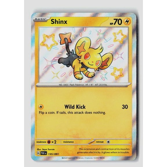Collectible 2024 Paldean Fates Shinx Holo Secret Rare #135/91 Pokemon Trading Card English