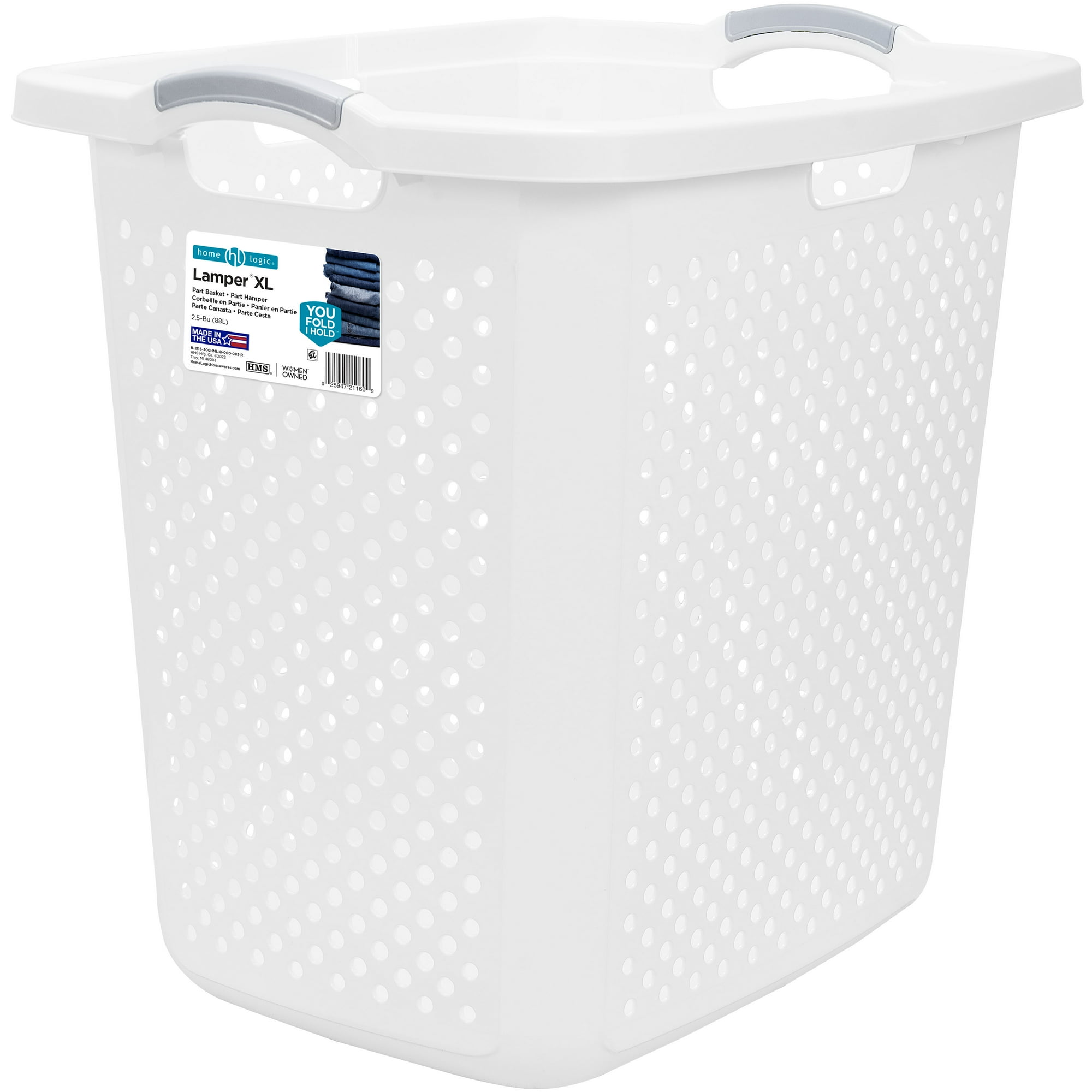 Home Logic Plastic Laundry Hamper – Durable, 2.5 Bushel Capacity, White